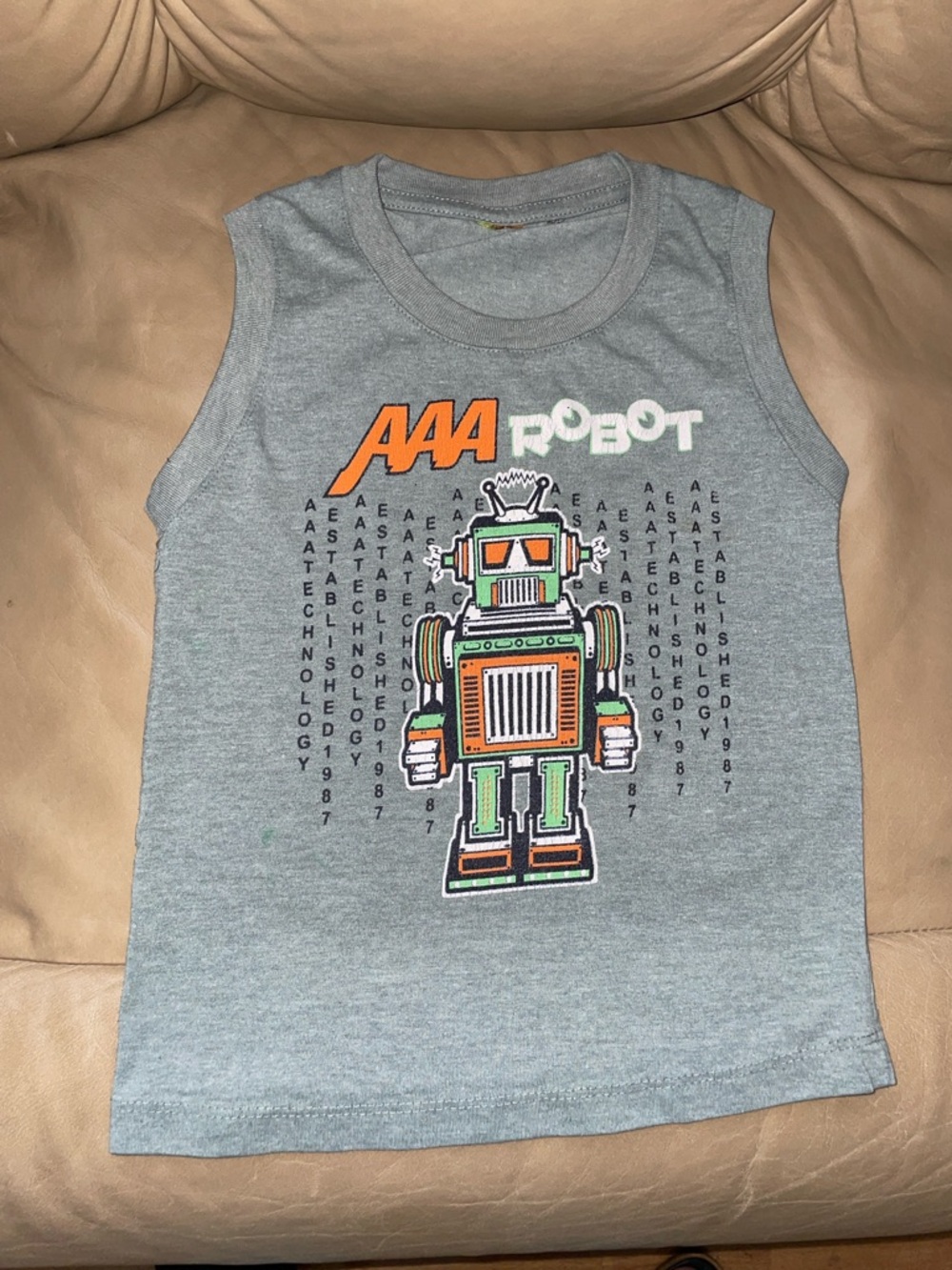 Robot Graphic Tank Top - Kids Light Gray